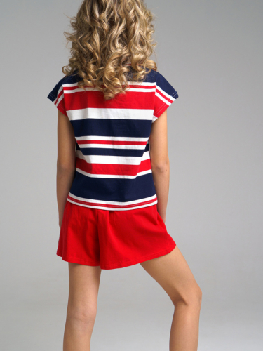  1090 р1353 р    Комплект трикотажный для девочек: фуфайка (футболка), шорты