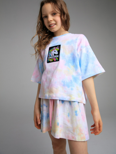  1084 р1692 р   Комплект трикотажный для девочек: фуфайка (футболка), шорты