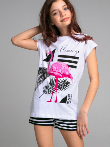  963 р1353 р   Комплект трикотажный для девочек: фуфайка (футболка), шорты