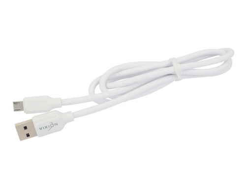 Кабель Vixion K28m USB A, microUSB B, ПВХ, 3,5A, белый 1м, в коробке