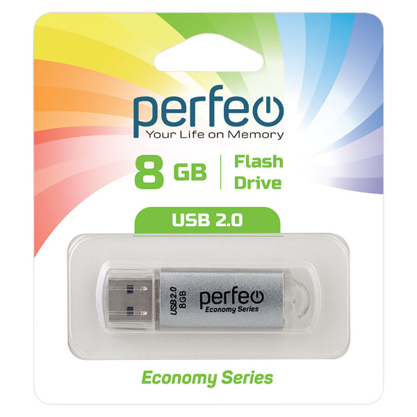 Флэш-диск USB Perfeo 8 GB E01 silver