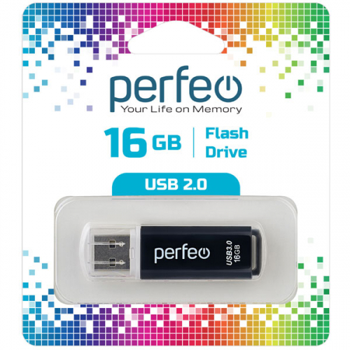 Флэш-диск USB Perfeo16 GB C13 black