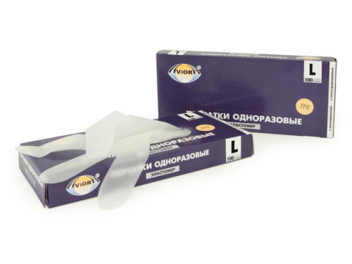 Перчатки эластомер AVIORA 402-752 одноразовые, размер L, (100шт в упаковке)
