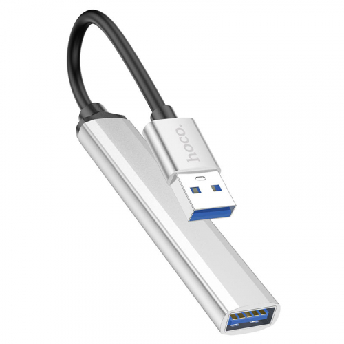 Разветвитель Hoco HB26 (вход USB) 4 порта USB (1xUSB3.0, 3xUSB2.0), метал., серебристый