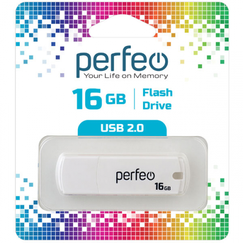 Флэш-диск USB Perfeo16 GB C05 white