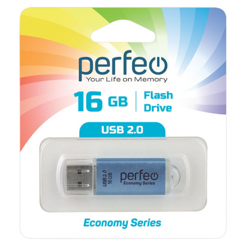 Флэш-диск USB Perfeo16 GB E01 blue