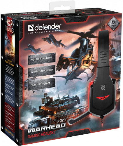 Гарнитура Defender HN-G320 Warhead игровая, 1.8м черный+красный