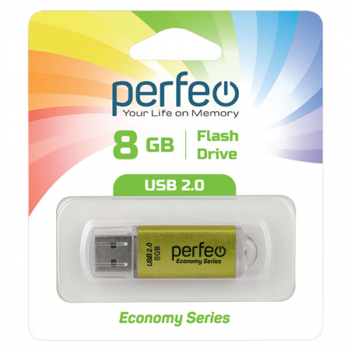 Флэш-диск USB Perfeo 8 GB E01 gold