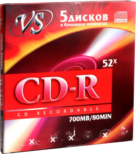 Диск VS CD-R 80 700MB 52X конверт (5)