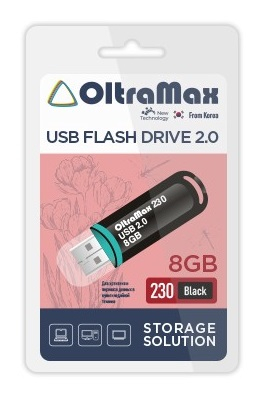 Флэш-диск USB OltraMax 8 GB 230 черный