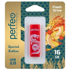 Флэш-диск USB Perfeo16 GB C04 Red Dragon
