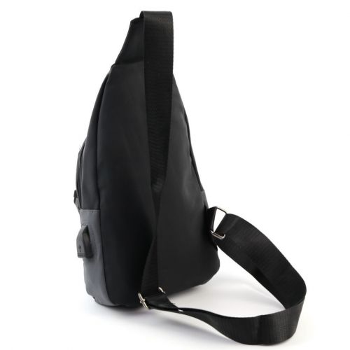 Мужская сумка слинг с USB 6113 Блек/Грей
