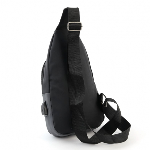 Мужская сумка слинг с USB 6111 Блек/Грей