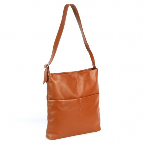 Женская кожаная плоская сумка хобо 209238 Браун