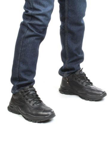 M970-2 BLACK Ботинки зимние мужские (искусственная кожа, искусственный мех)