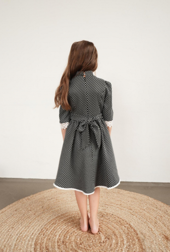 Платье для девочки Лицей МТ22-5 черный горошек