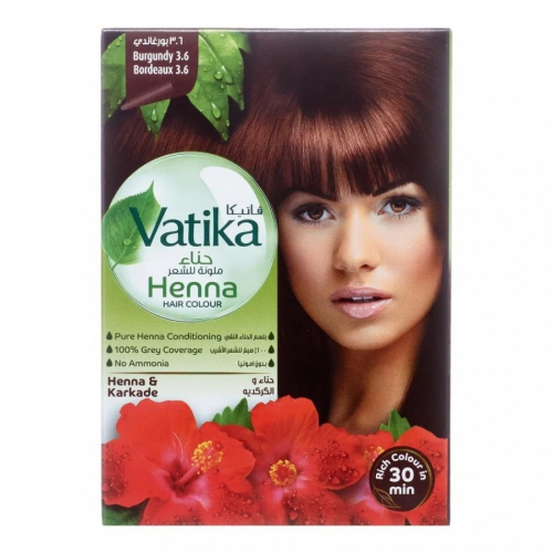 DABUR VATIKA Henna hair colours burgundy Хна для волос Бургунди 6*10г