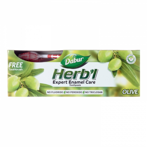 DABUR Toothpaste Dabur Herb'l Olive Зубная паста с экстрактом оливы с зубной щеткой 150г
