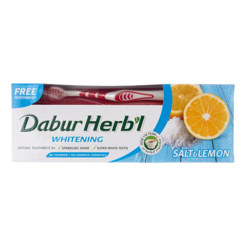 DABUR Toothpaste Herb’l Salt & Lemon Зубная паста соль и лимон с зубной щеткой 150г