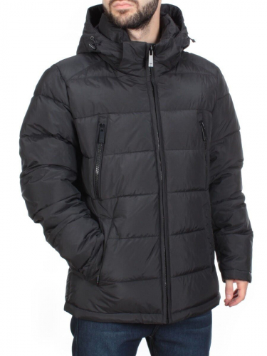 4707 BLACK Куртка мужская зимняя ROMADA (200 гр. холлофайбер) размер 46