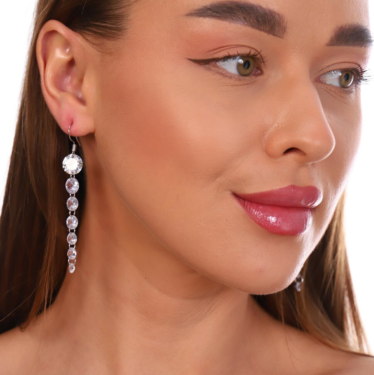 Серьги ювелирная бижутерия с цирконом. zlatto-jewelry