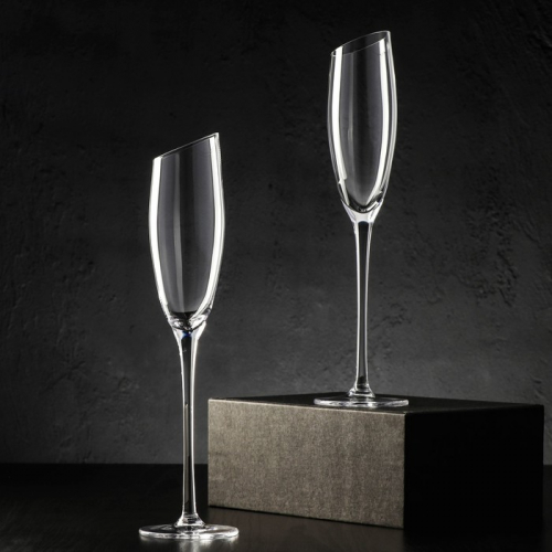 Набор бокалов стеклянных для шампанского Magistro «Иллюзия», 180 мл, 5,5×27,5 см, 2 шт