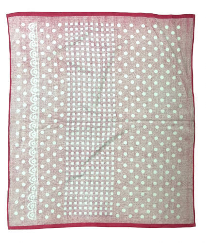 Большое розовое полотенце в белый горох  №72
