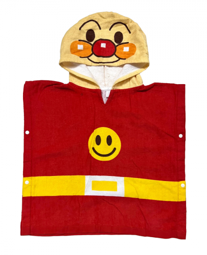 Красное детское полотенце с желтым капюшоном  №61