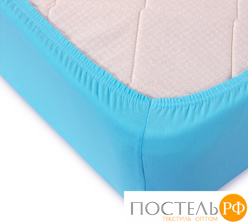 Ш90200гол Голубой простыня ТРИКОТАЖ 90*200*20 на резинке Р010Т Трикотажное полотно Текс-Дизайн