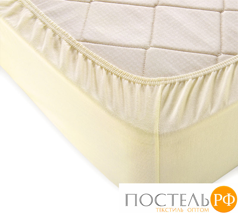 ш90200мол Молочный простыня ТРИКОТАЖ 90*200*20 на резинке Р010Т Трикотажное полотно Текс-Дизайн