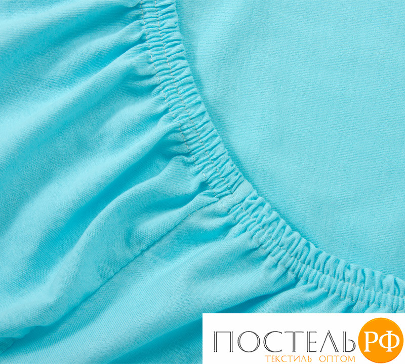Ш90200гол Голубой простыня ТРИКОТАЖ 90*200*20 на резинке Р010Т Трикотажное полотно Текс-Дизайн