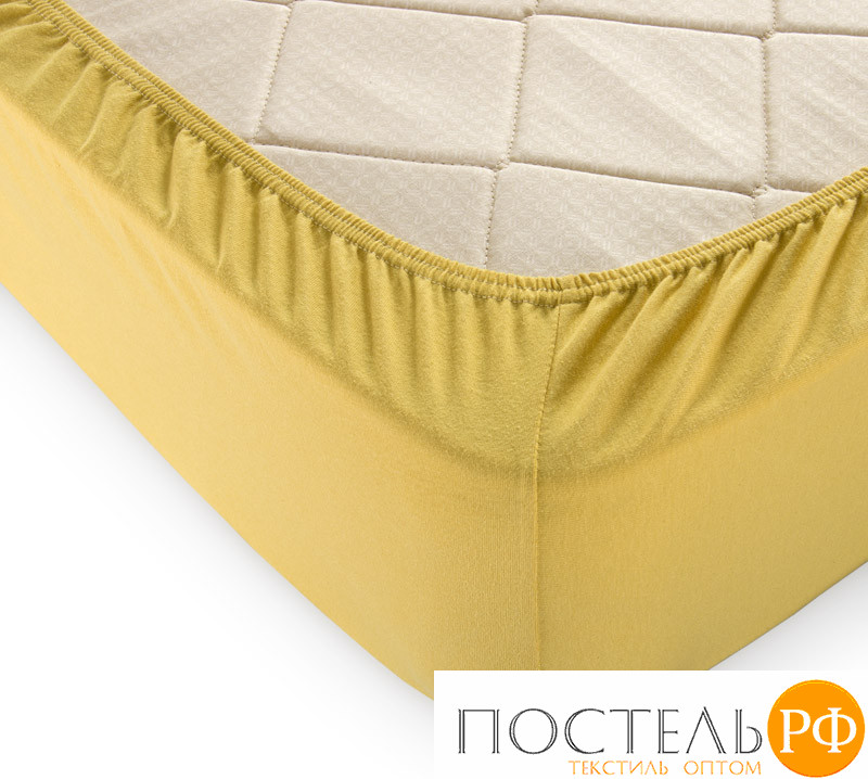 Текс-Дизайн Горчица простыня ТРИКОТАЖ 90*200*20 на резинке Р010Т (Трикотажное полотно, Пакет пвх)