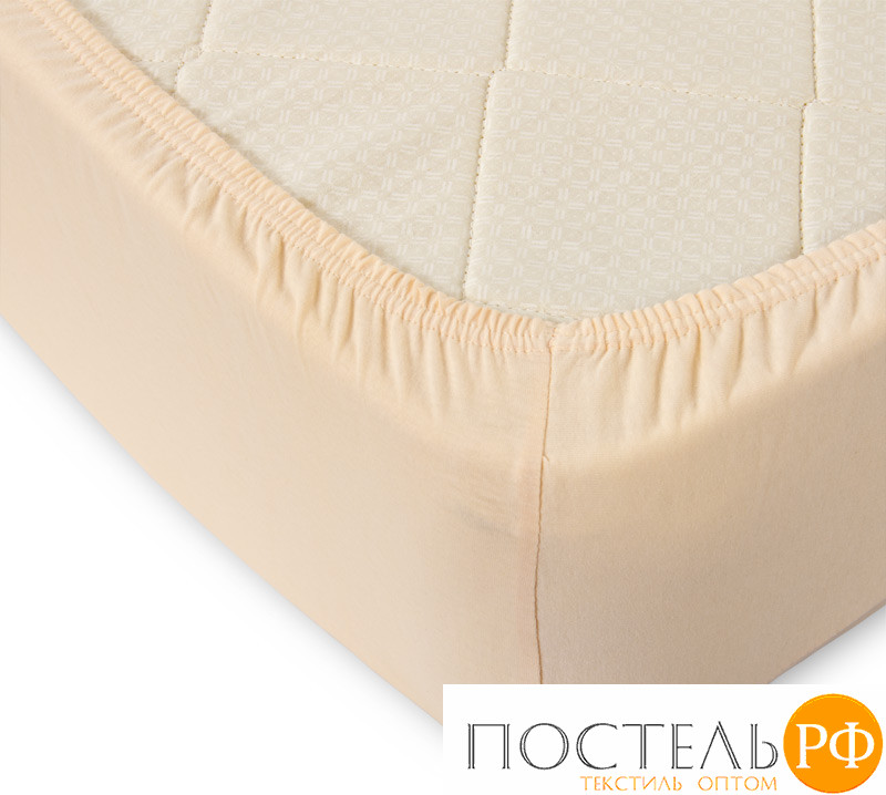 ш90200крем Крем простыня ТРИКОТАЖ 90*200*20 на резинке Р010Т