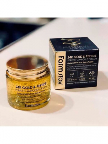 FarmStay / Крем для лица 24K Gold & Peptide Perfect Ampoule Cream 80 мл.