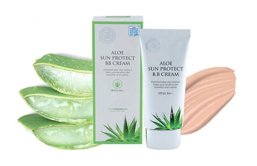 Jigott / Солнцезащитный ВВ крем для лица с алоэ вера Jigott Aloe Sun Protect BB Cream 50 мл