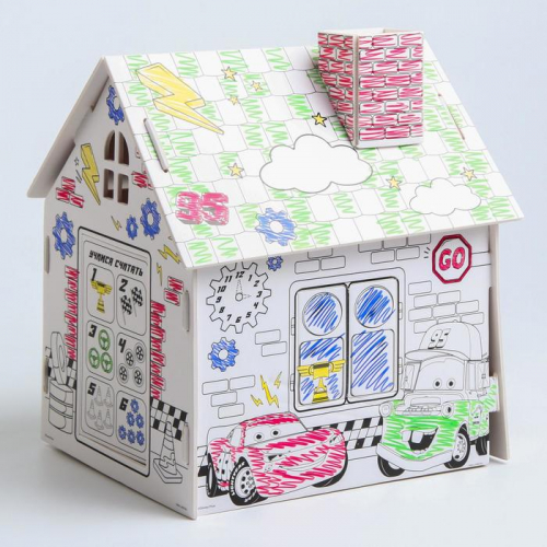 Дом-раскраска 3 в 1 «Тачки», набор для творчества, 16 × 18 × 22 см