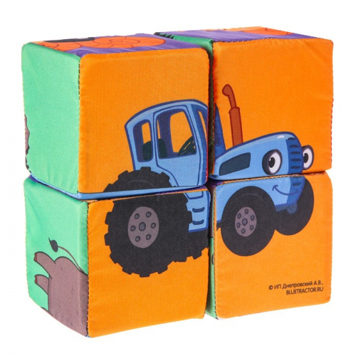 Игрушка мягконабивная «Синий трактор: Зверята», кубики, 4 шт, 8 × 8 см