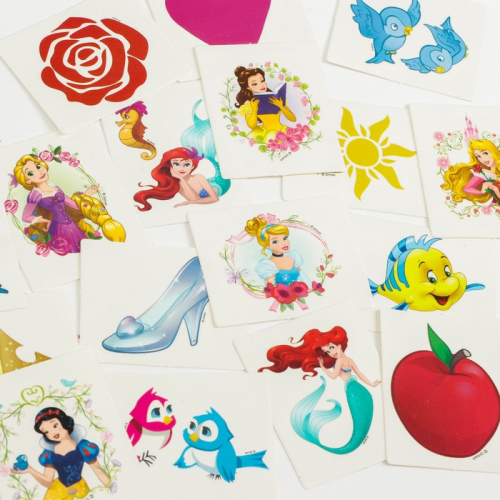 Адвент-календарь с татуировками детскими 18 шт. «Рапунцель, Ариель, Золушка» Принцессы Disney