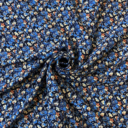 Штапель принт Цветы мелкие JN 192-02/142 95gr D Pech штапель Синий 145 см