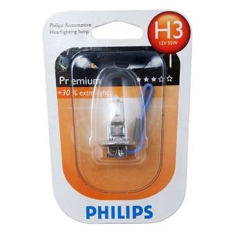Лампа H 3 (РK22s) 55W 12V + 30% PREMIUM (1шт.)