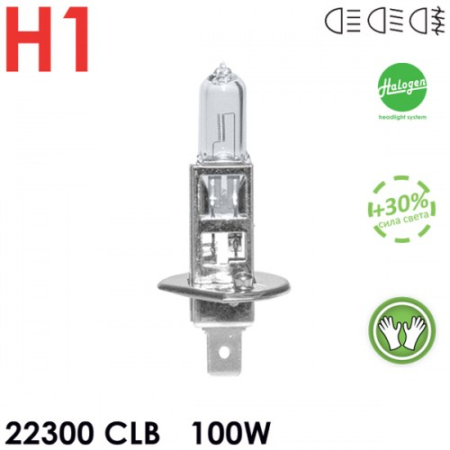 Лампа H 1 (P14,5s),100W 12V +30% Halogen Classic (прозрачная)+перчатка