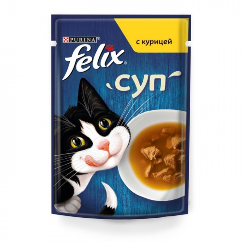 Влажный корм Felix Суп с курицей, для кошек, 48 г