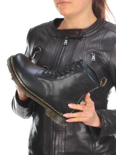 01-B6019-1 BLACK Ботинки демисезонные женские (натуральная кожа)