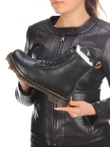 04-MB6021-1 BLACK Ботинки зимние женские (натуральная кожа, натуральный мех)