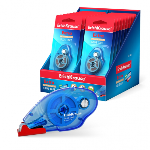 Клеящая лента ErichKrause® Extra, 6.5мм х 8.5м (в блистере по 1 шт.)