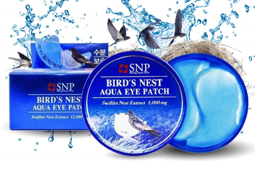 Патчи с экстрактом Ласточкиного гнезда SNP Bird’s Nest Aqua Eye Patch, 60 шт