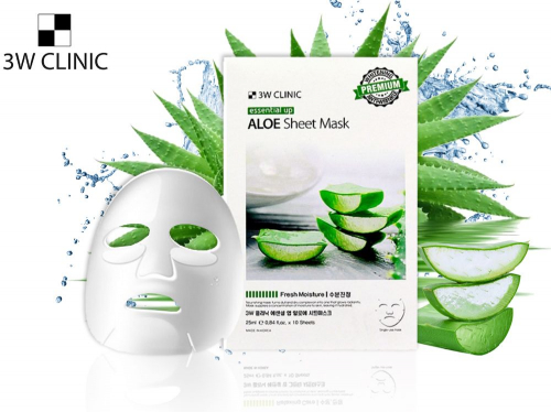 3W Clinic Корейская увлажняющая маска с Алоэ Aloe (4952), 25 ml