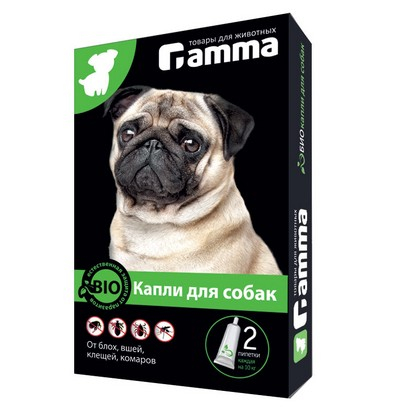 Gamma БИОкапли для собак от внешних паразитов, 2 пипетки по 1мл.