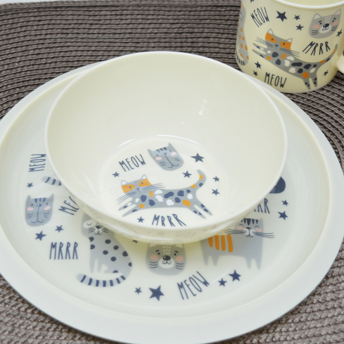 Набор посуды 3 предмета (тарелка 215мм, миска 130мм, кружка 280мл) (светло-бежевый)