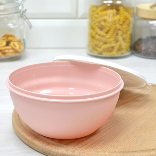 Миска 0,85л с крышкой с декором WAVE (микс)